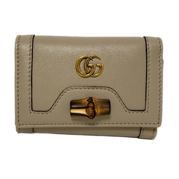 Authentic GUCCI Diana Leather Bamboo Trifold Wallet br599-121225 - Picture 2 of 7